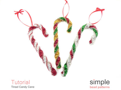 Tinsel Candy Cane Ornament Beading Pattern