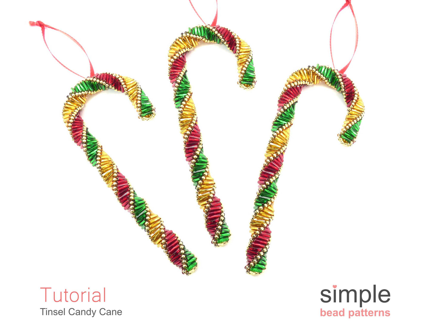 Tinsel Candy Cane Ornament Beading Pattern