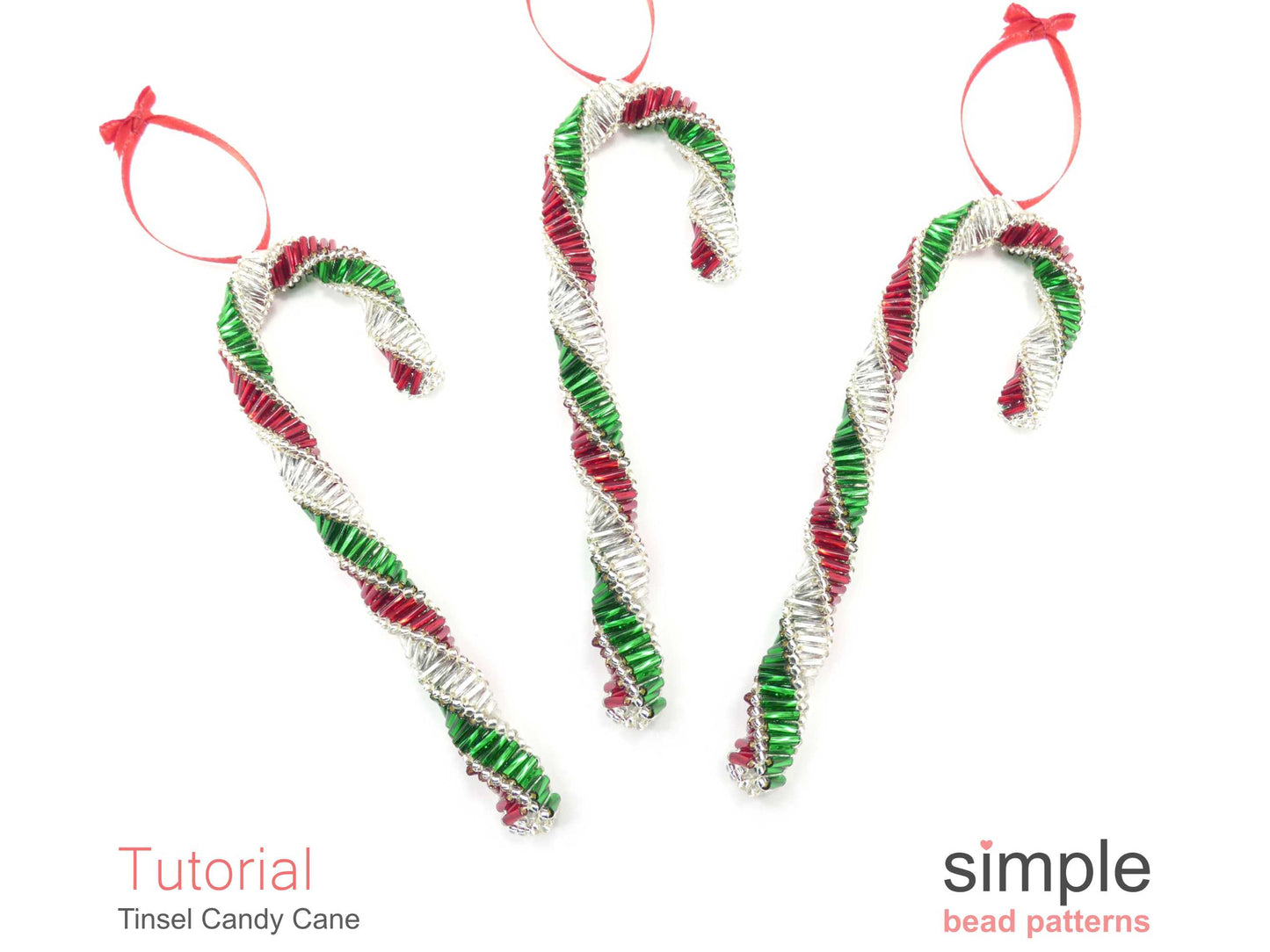 Tinsel Candy Cane Ornament Beading Pattern