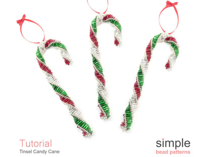 Tinsel Candy Cane Ornament Beading Pattern