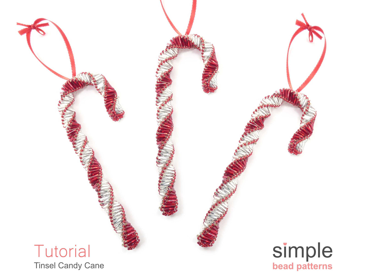 Tinsel Candy Cane Ornament Beading Pattern