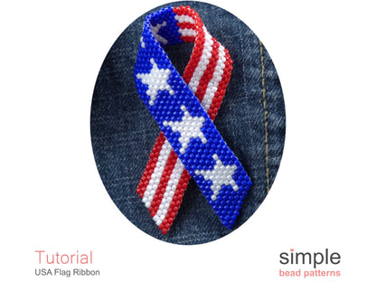 USA Flag Ribbon Beading Pattern