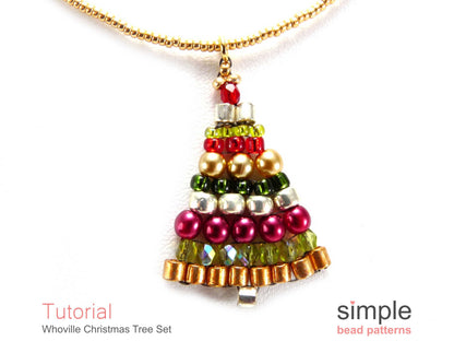 Whoville Christmas Tree Earrings & Necklace Beading Pattern