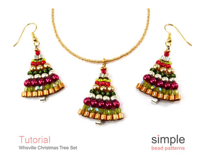 Whoville Christmas Tree Earrings & Necklace Beading Pattern