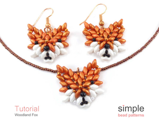 Woodland Fox Earrings & Necklace Beading Pattern
