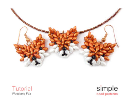 Woodland Fox Earrings & Necklace Beading Pattern