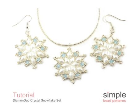 Snowflake Beading Pattern Earrings & Necklace Set