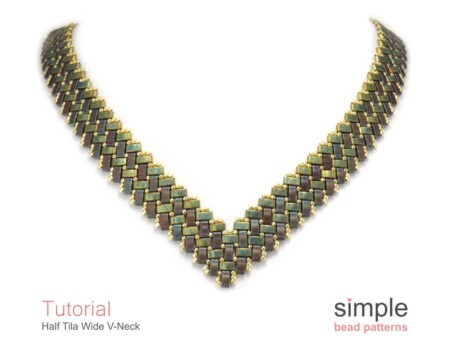 "Half Tila Wide V-Necklace" - Half Tila Bead Pattern