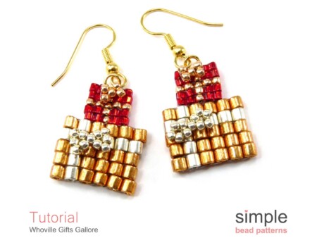 Square Stitch Christmas Earrings Beading Pattern