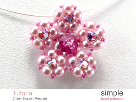 Cherry Blossom Bead Pattern Flower Pendant Necklace