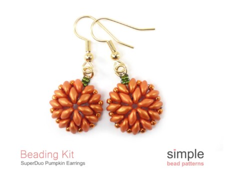 Super Duo Pumpkin Earrings Beading Kit